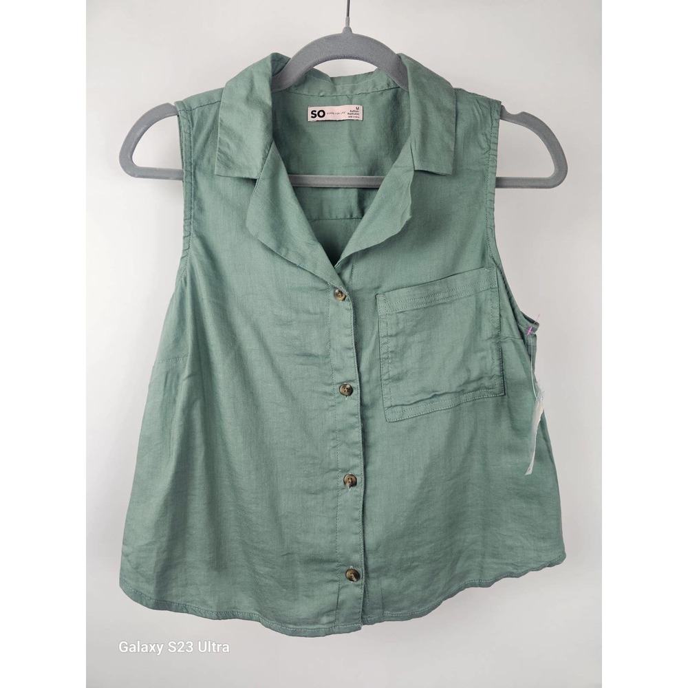 Women's, SO Goods For Life, szM, Button Front collar tank, cotton blend,…
